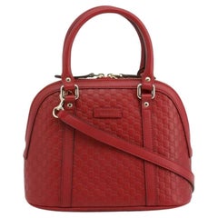 NEW Gucci Red Mini Convertible Micro GG Guccissima Dome Satchel Shoulder Bag