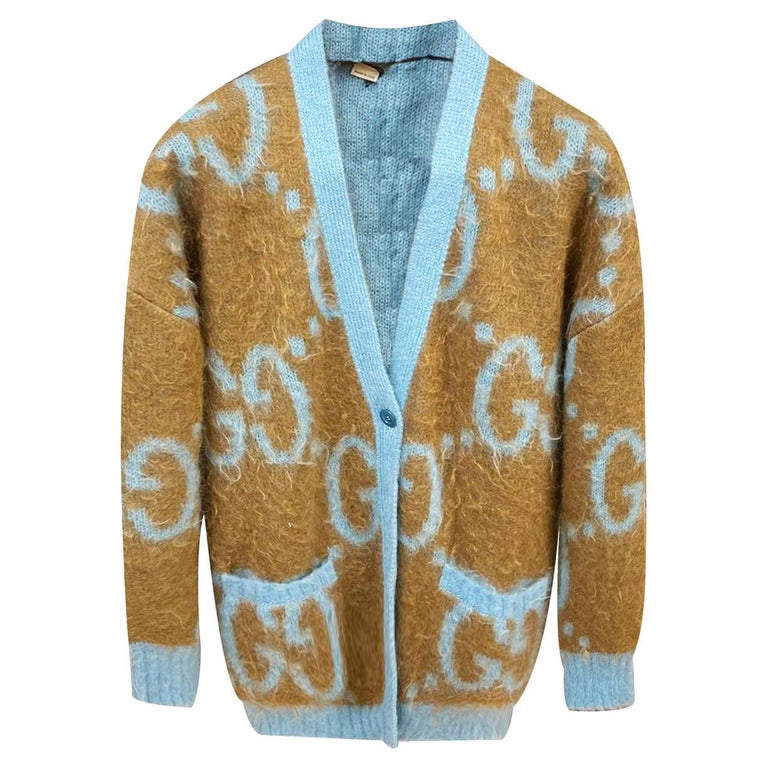 Gucci GG Monogram Reversible Mohair Cardigan For Sale at 1stDibs