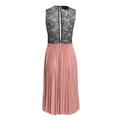 NEW Gucci Ruched Nude Pink Godess Dress with Lace Insert Bodice XS