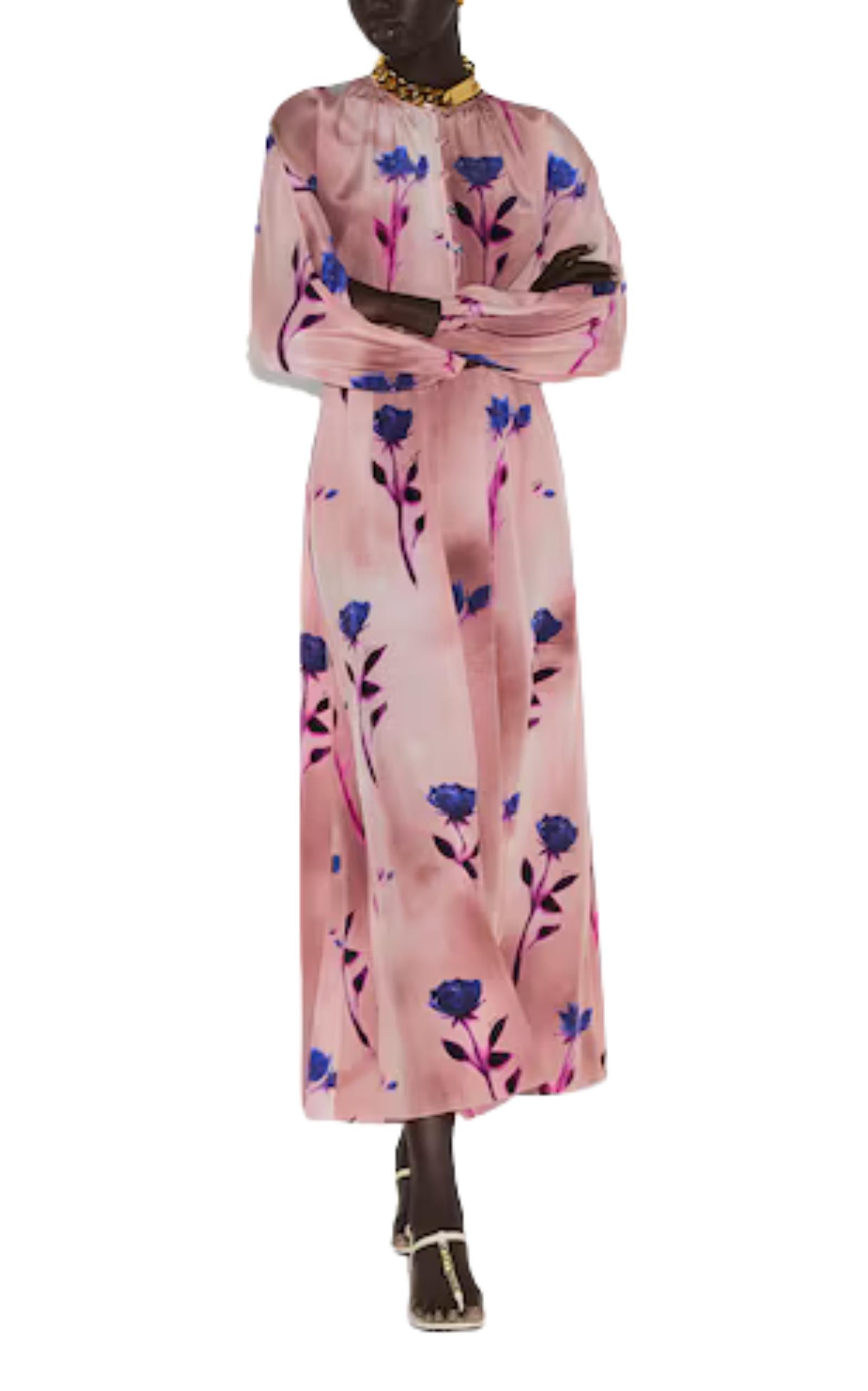 De las mujeres Nuevo Vestido Gucci Crepe de Seda de Chine Estampado Floral IT42 en venta