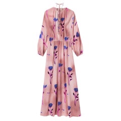 Nuevo Vestido Gucci Crepe de Seda de Chine Estampado Floral IT42