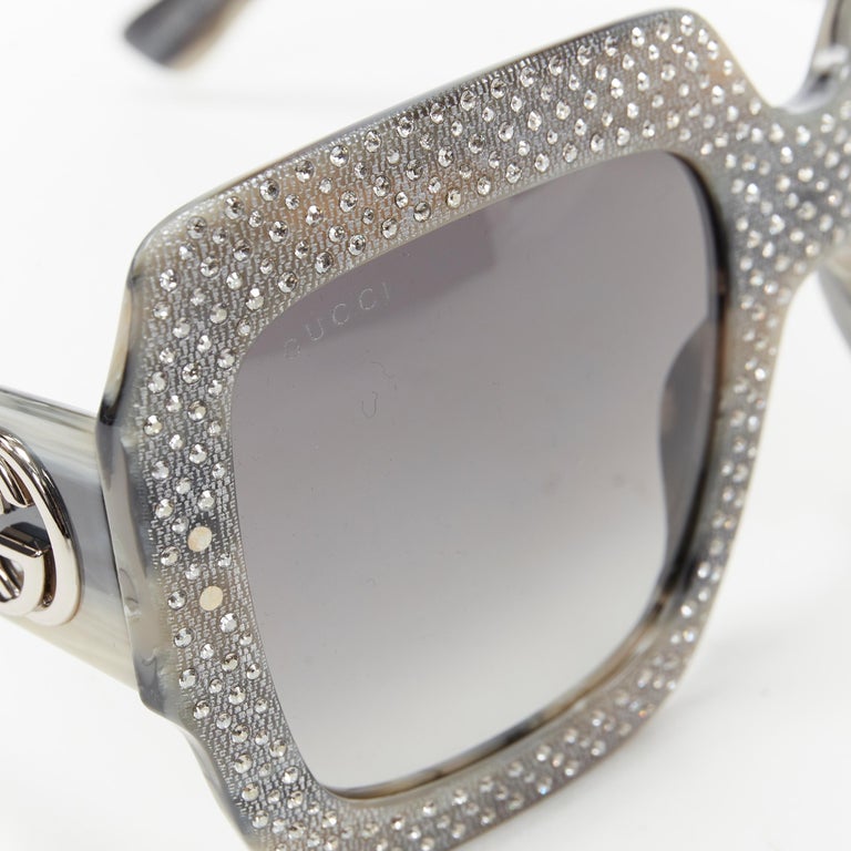new GUCCI silver crystal strass embellished oversized  display picture 2