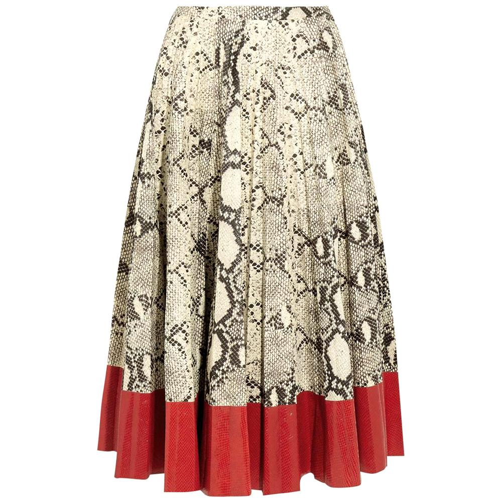 New GUCCI Snake Effect Leather Midi Skirt IT38 US 2-4 For Sale