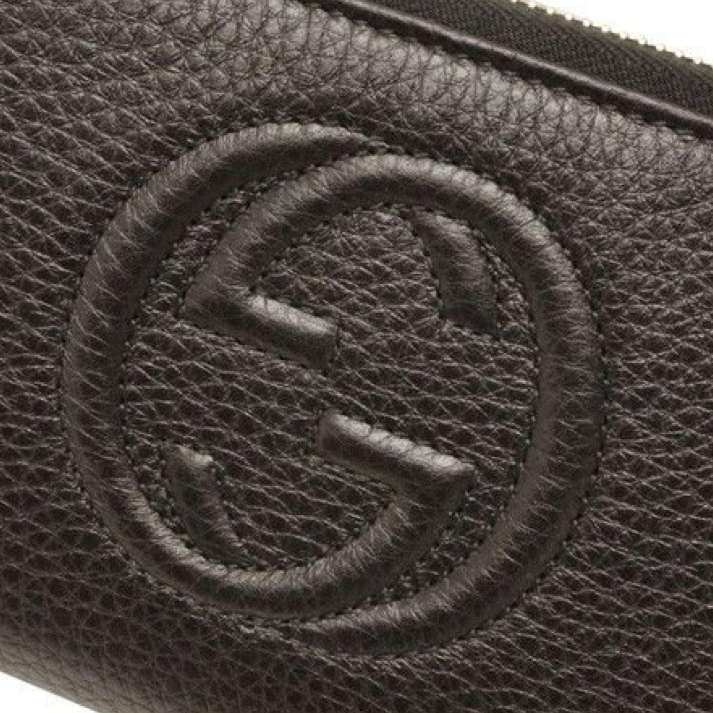 NEW Gucci Soho Black Leather Zip Around Leather Long Wallet Clutch Bag For Sale 4
