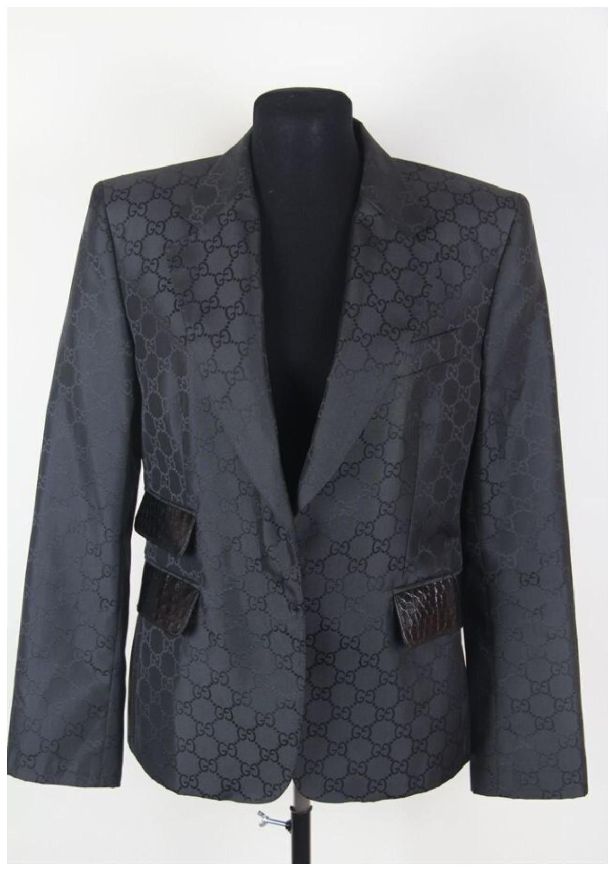 Noir SS 1998 NEW Gucci Spring Runway  Veste monogramme en vente