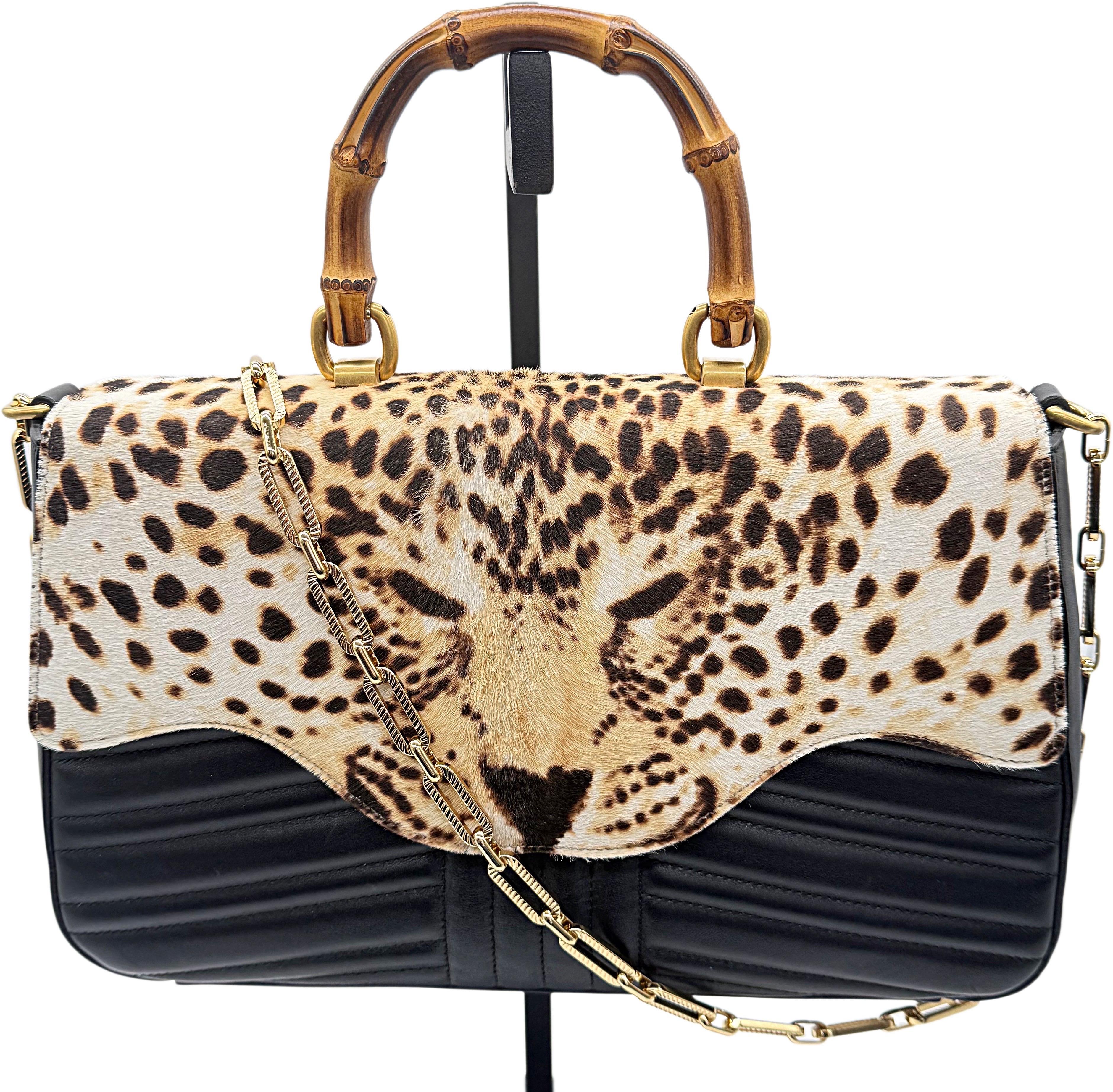 New Gucci Spring 2017 Limited Edition Leather + Calf Hair Leopard Handbag Bag 6