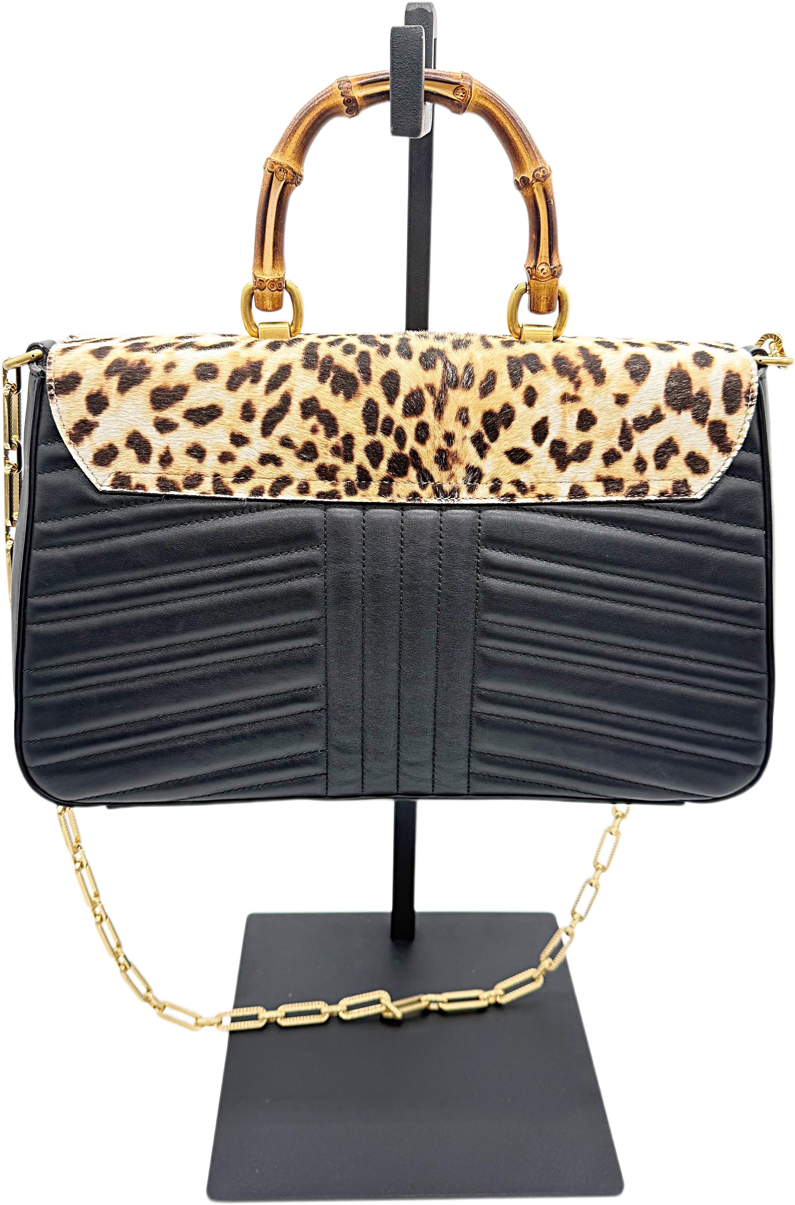New Gucci Spring 2017 Limited Edition Leather + Calf Hair Leopard Handbag Bag 7