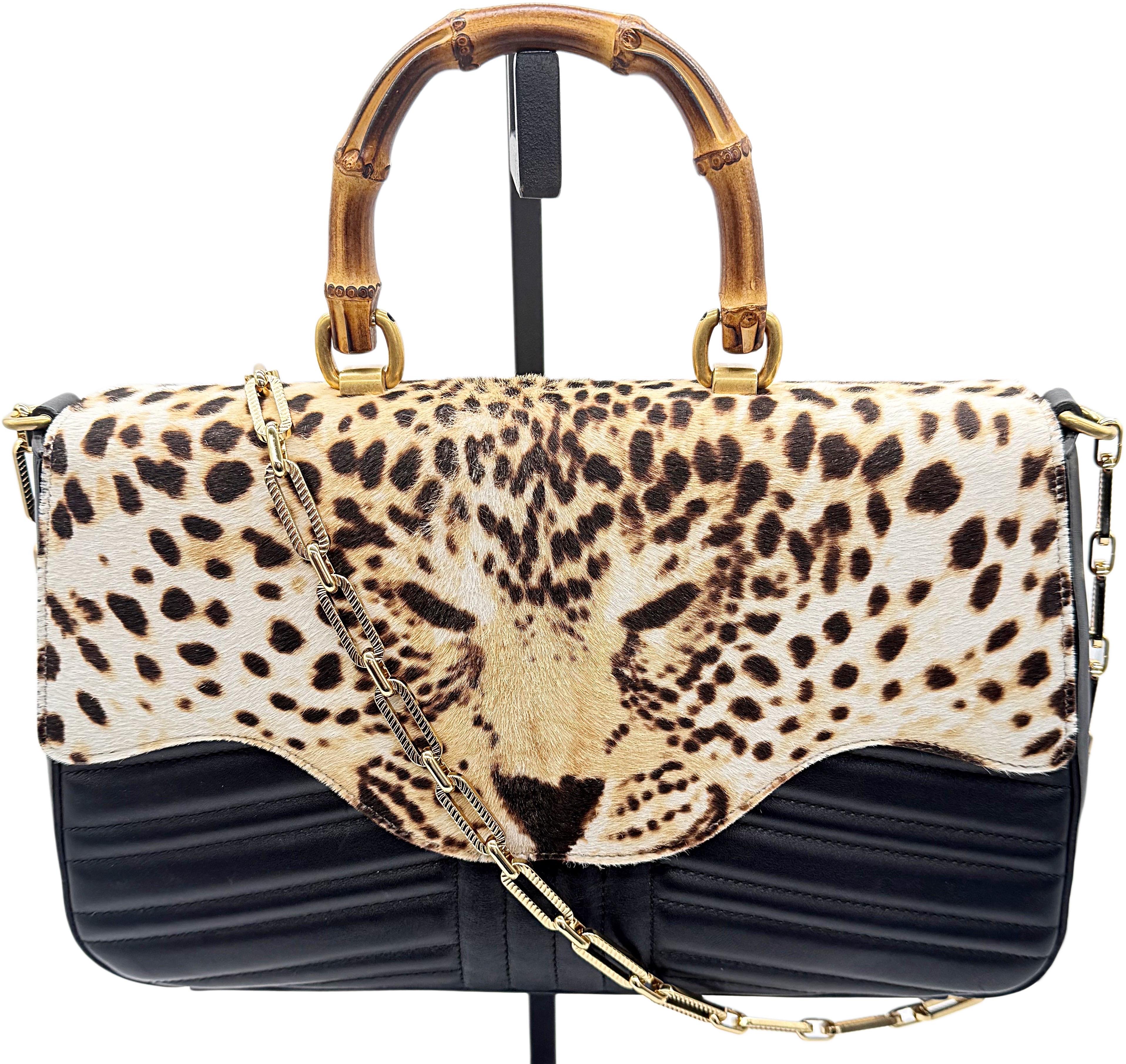 New Gucci Spring 2017 Limited Edition Leather + Calf Hair Leopard Handbag Bag 10