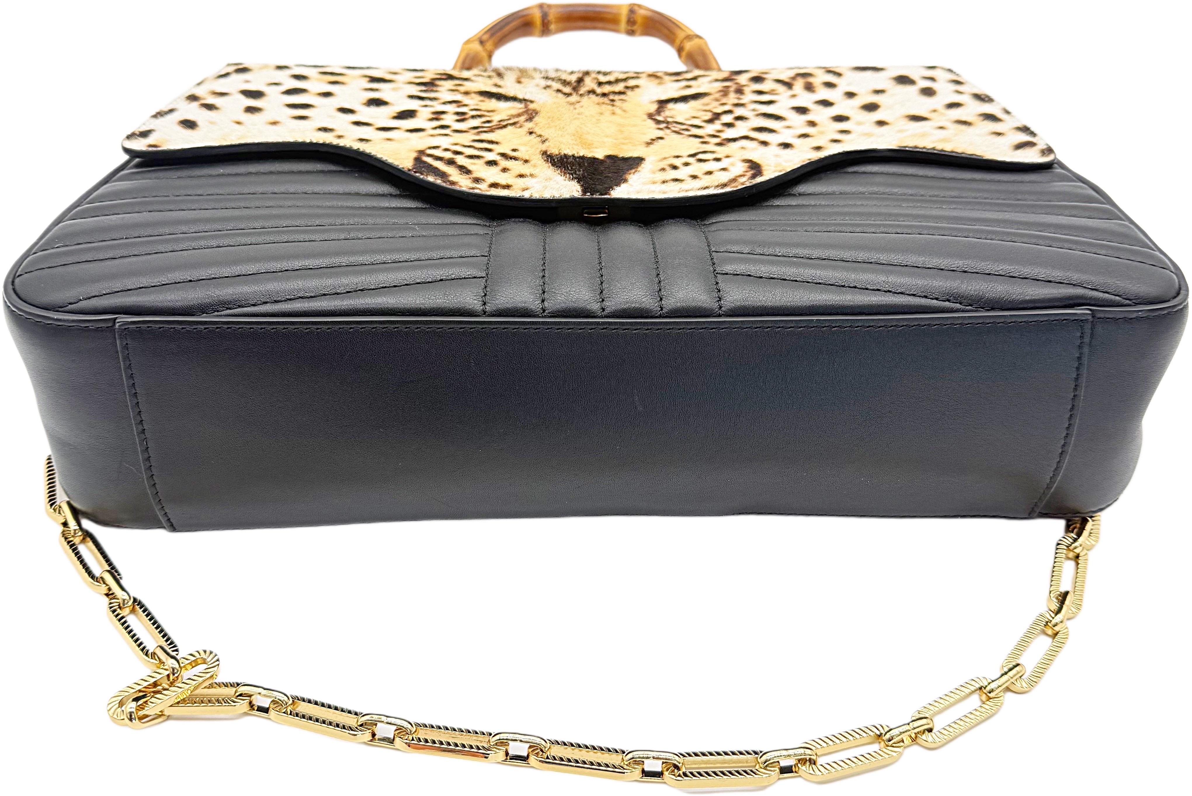 New Gucci Spring 2017 Limited Edition Leather + Calf Hair Leopard Handbag Bag 4