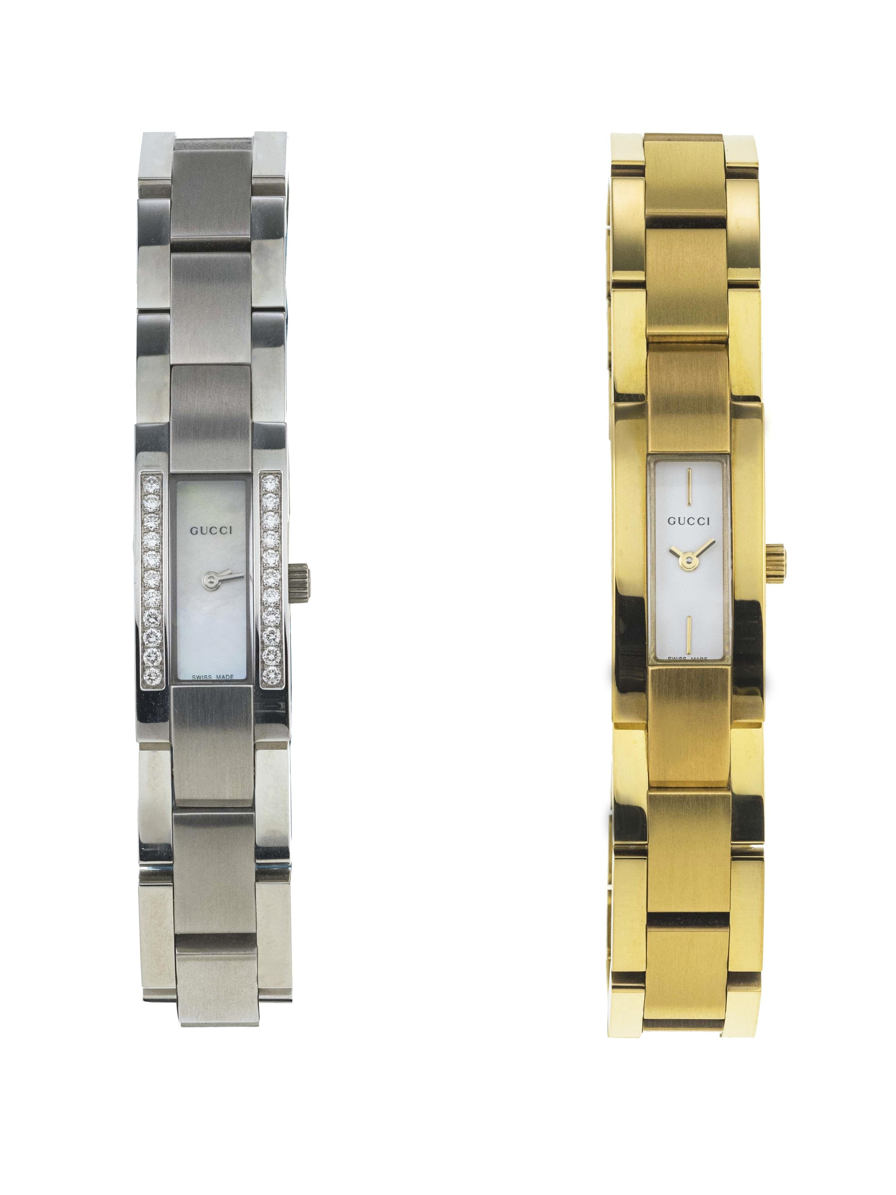 New GUCCI Stainless Steel Ladies Watch Gold Colour White Dial with Box In New Condition In Cattolica, IT