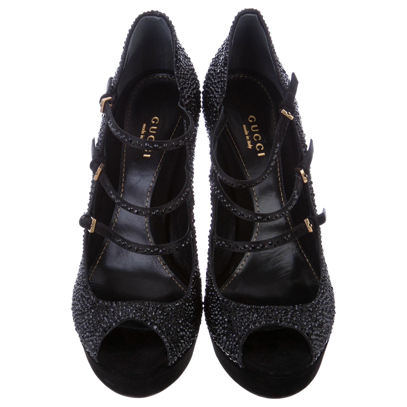Brand New
Gucci Crystal Suede Leather Platform Heels
$2150
Size: 38
Black
Heel 5.25