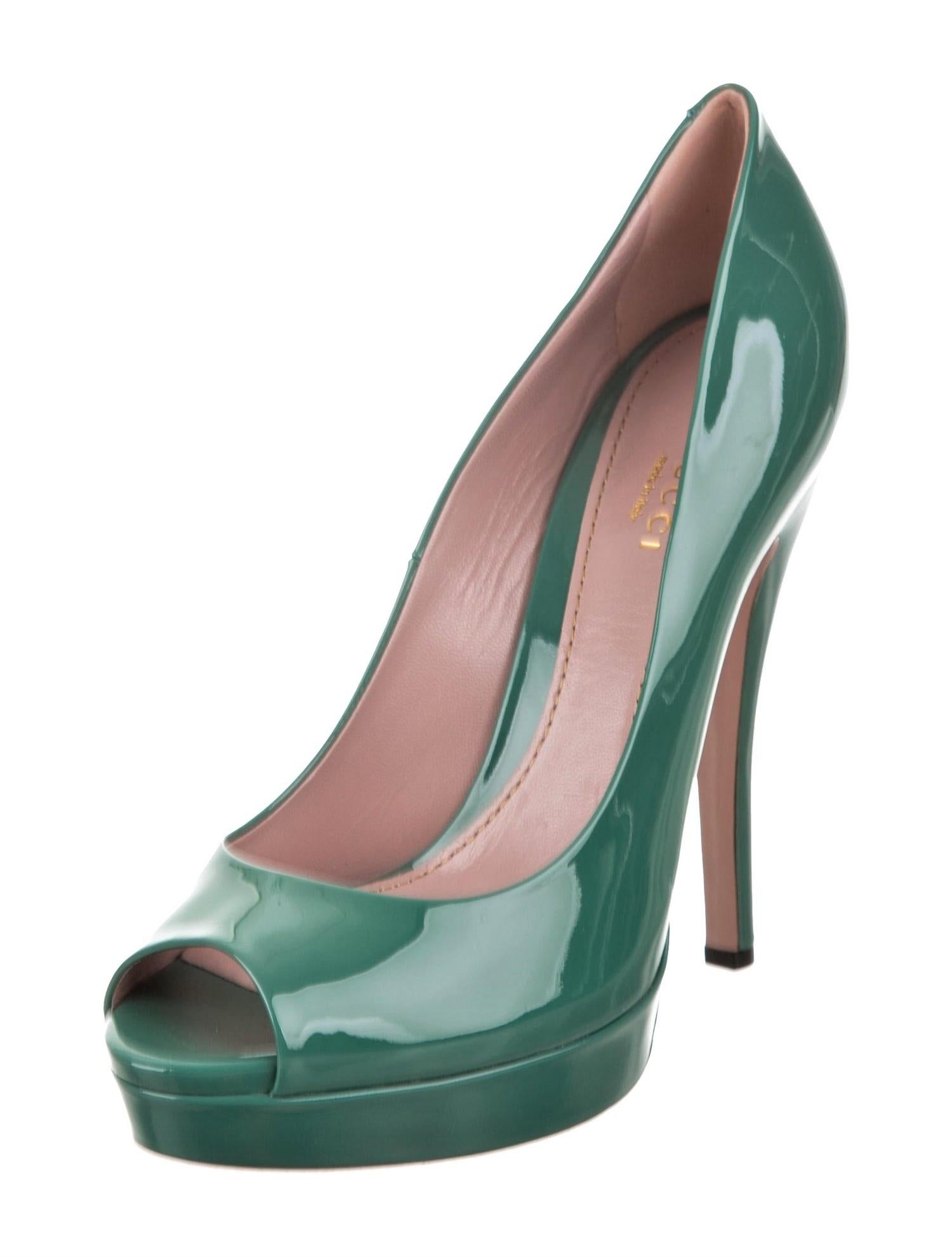 New Gucci Stunning Green Patent Leather Heels Pumps Sz 38 at 1stDibs ...