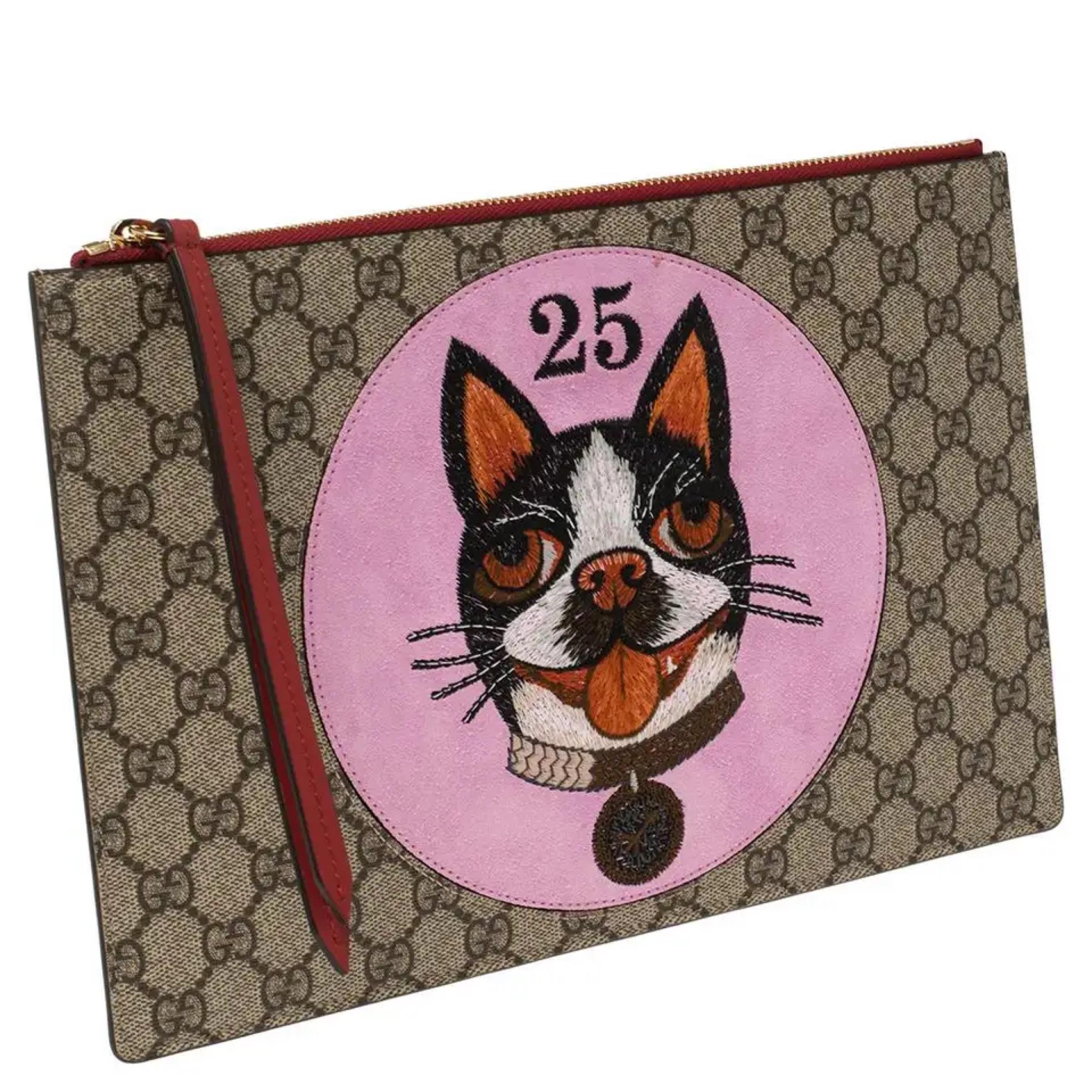 NEU Gucci Supreme Multicolor Bosco Patch GG Logo Clutch Pouch Bag im Angebot 2