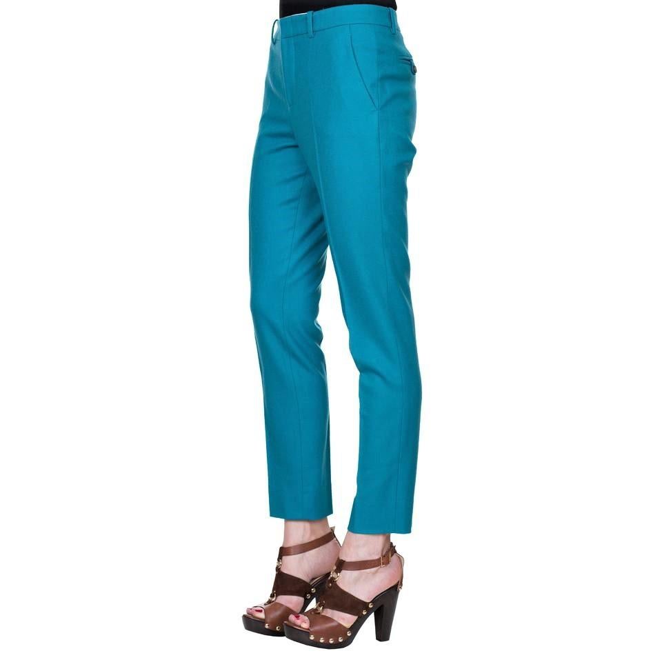 New Gucci Teal Wool & Cashmere Pre Fall 2013 Pants Sz 40 In Excellent Condition In Leesburg, VA