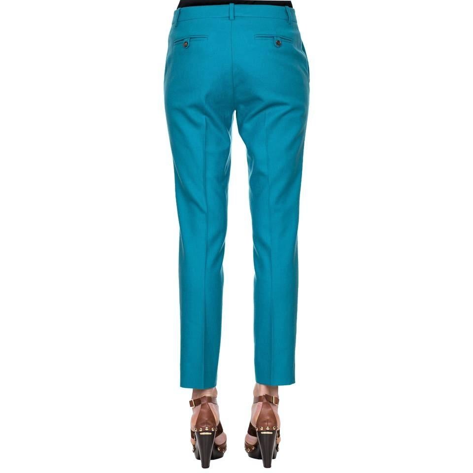 Women's New Gucci Teal Wool & Cashmere Pre Fall 2013 Pants Sz 40