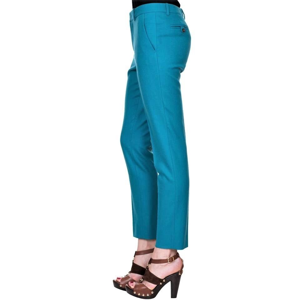 New Gucci Teal Wool & Cashmere Pre Fall 2013 Pants Sz 40 1