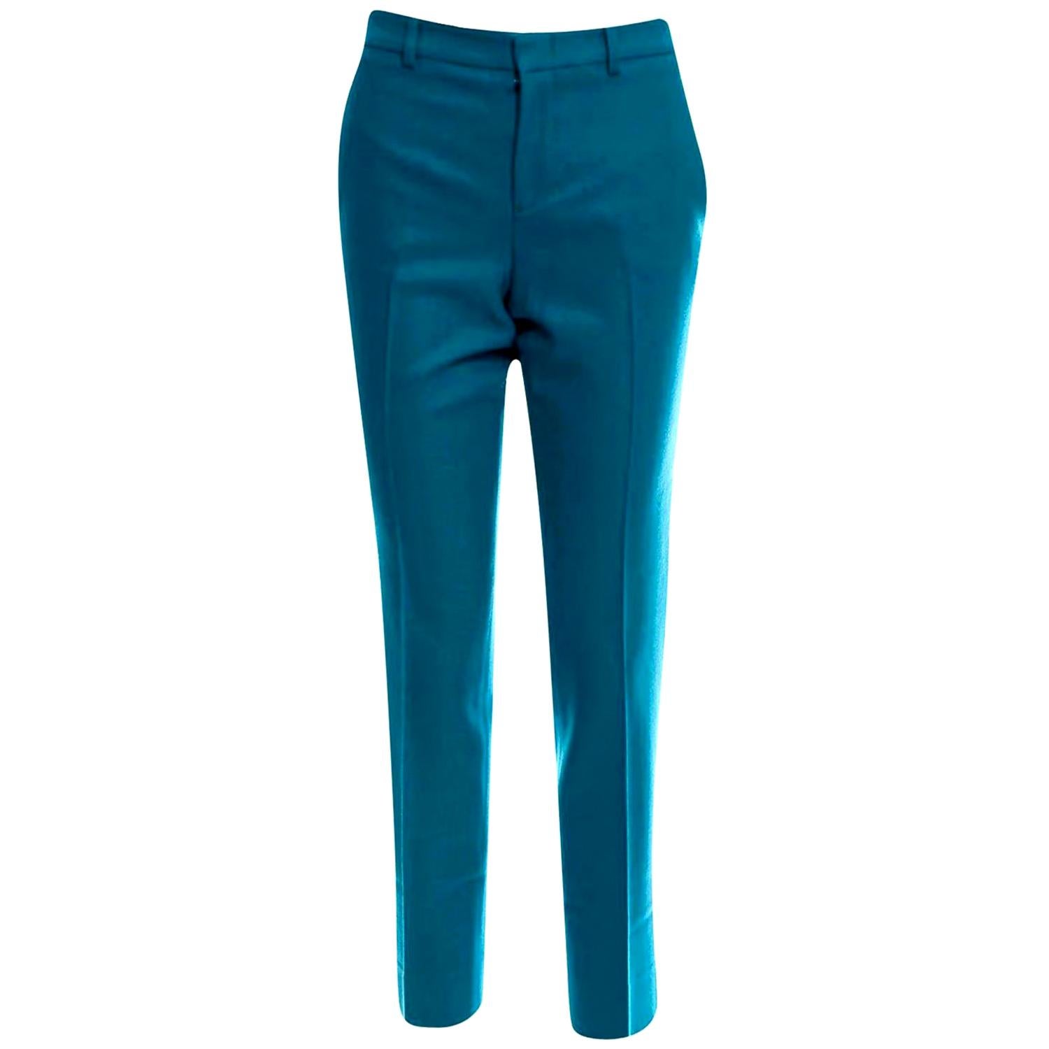 New Gucci Teal Wool & Cashmere Pre Fall 2013 Pants Sz 40