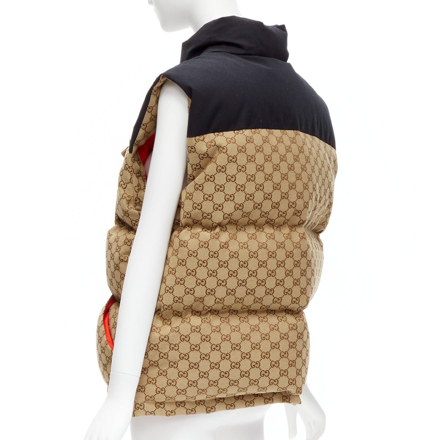 new GUCCI THE NORTH FACE beige big logo GG monogram padded vest jacket IT40 S In New Condition In Hong Kong, NT