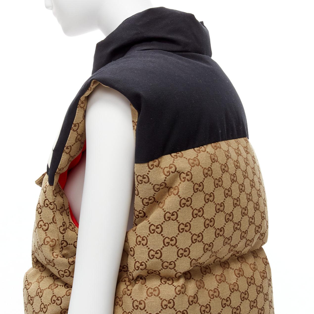 Women's new GUCCI THE NORTH FACE beige big logo GG monogram padded vest jacket IT40 S