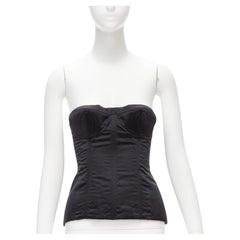 new GUCCI Tom Ford 2001 Runway black silk 3D conical bra bustier IT38 XS