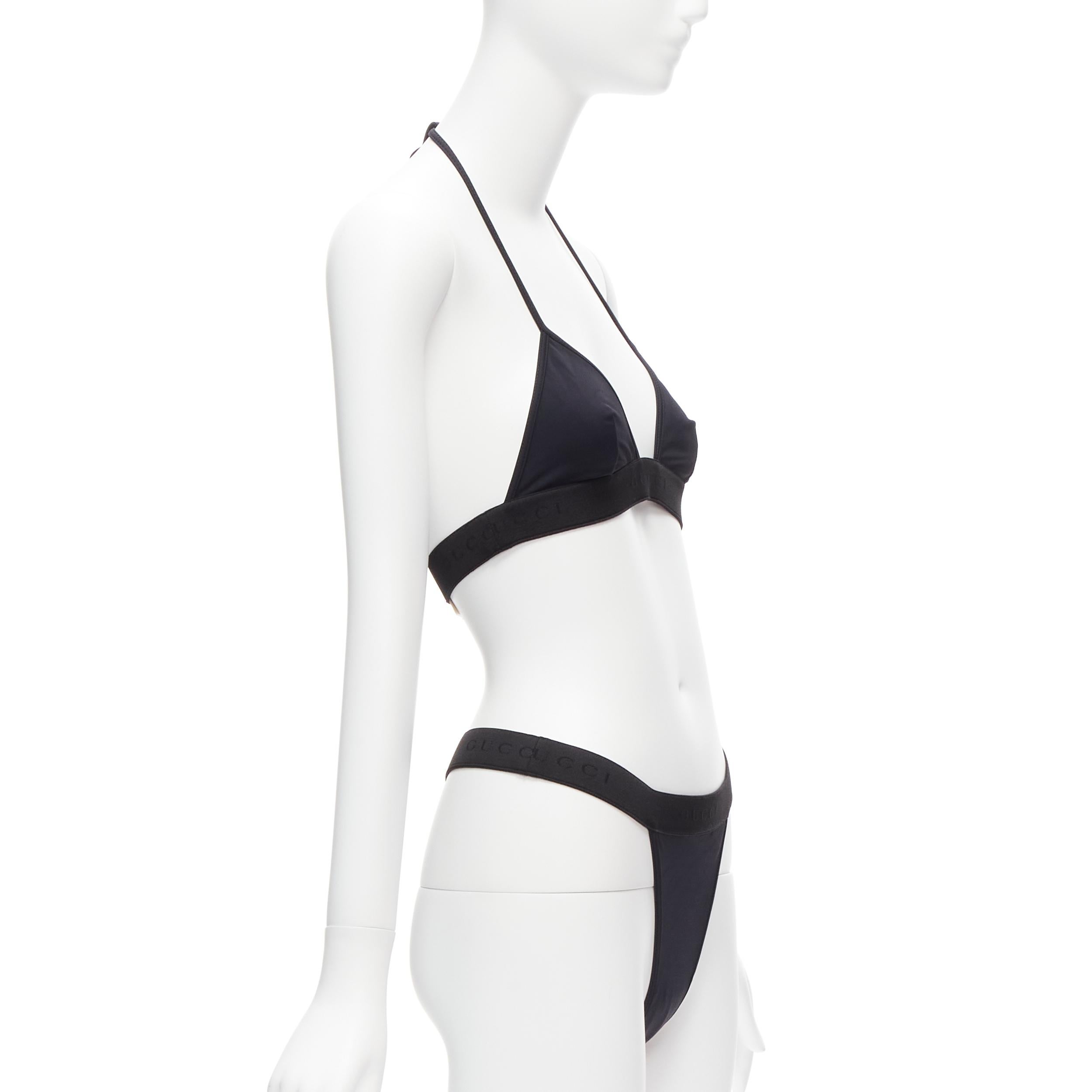 Noir new GUCCI Tom Ford Vintage black GG logo thong bottom 2-pc bikini swim set S en vente