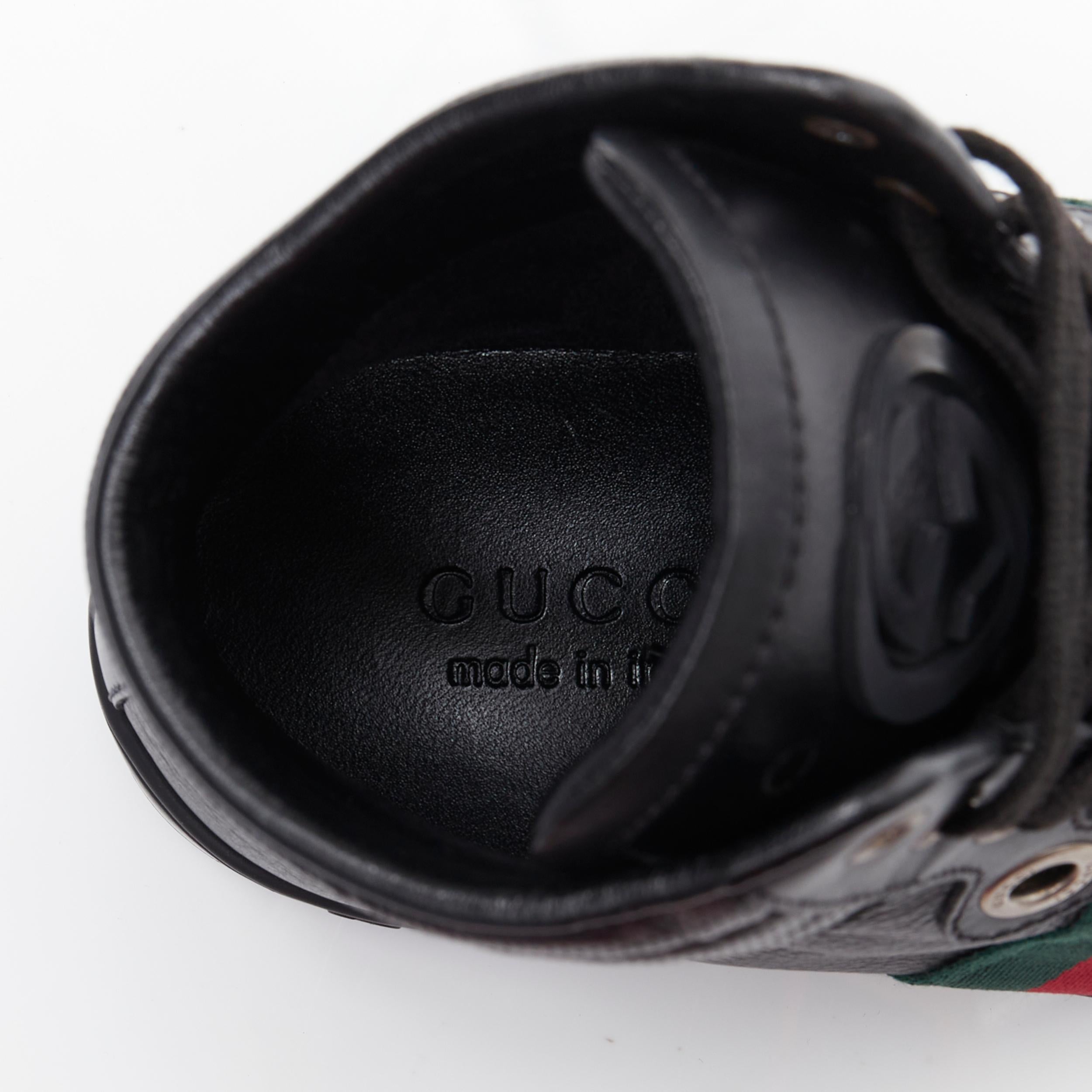 new GUCCI Traga Ace black leather web high top sneaker UK7.5 EU41.5 4