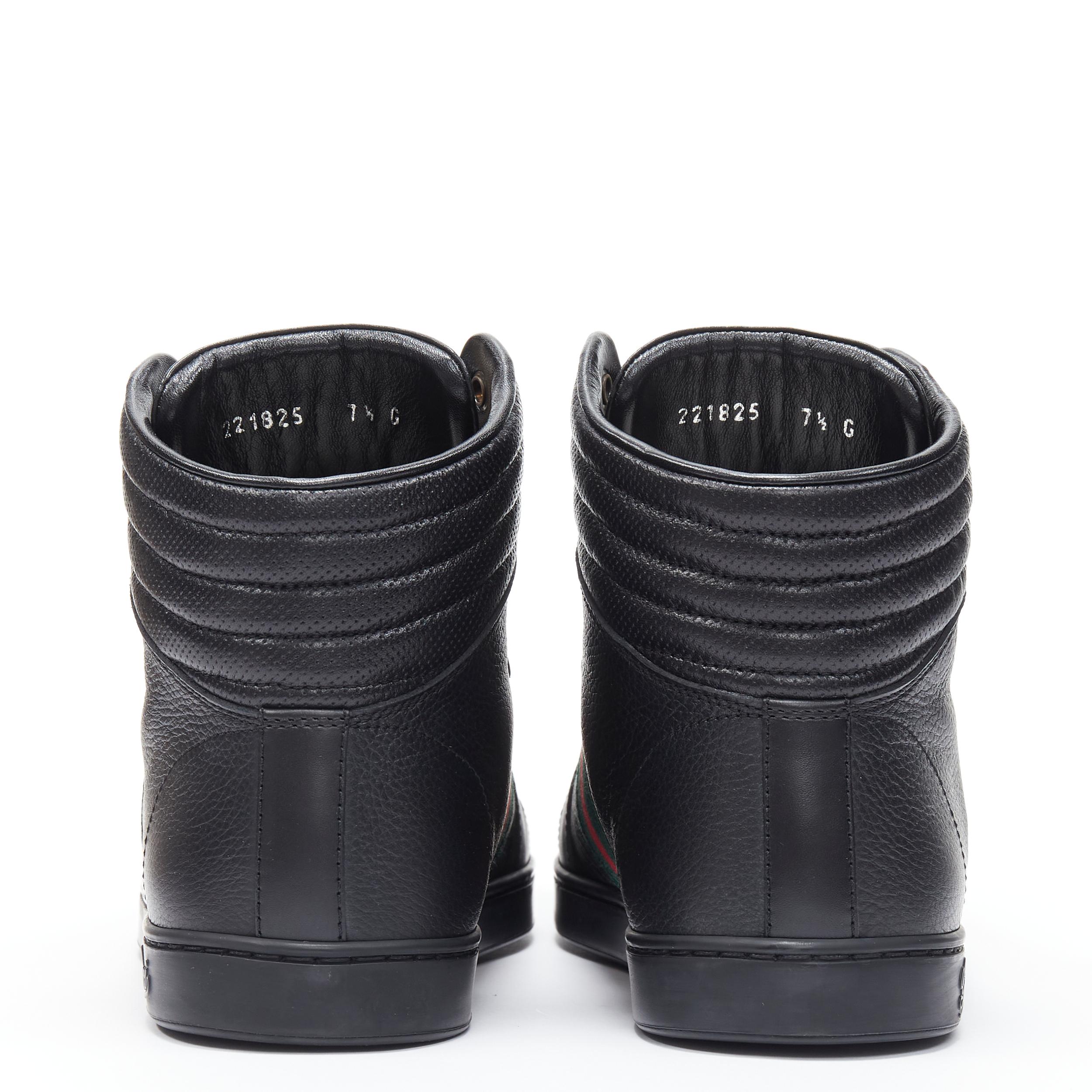 new GUCCI Traga Ace black leather web high top sneaker UK7.5 EU41.5 In New Condition In Hong Kong, NT