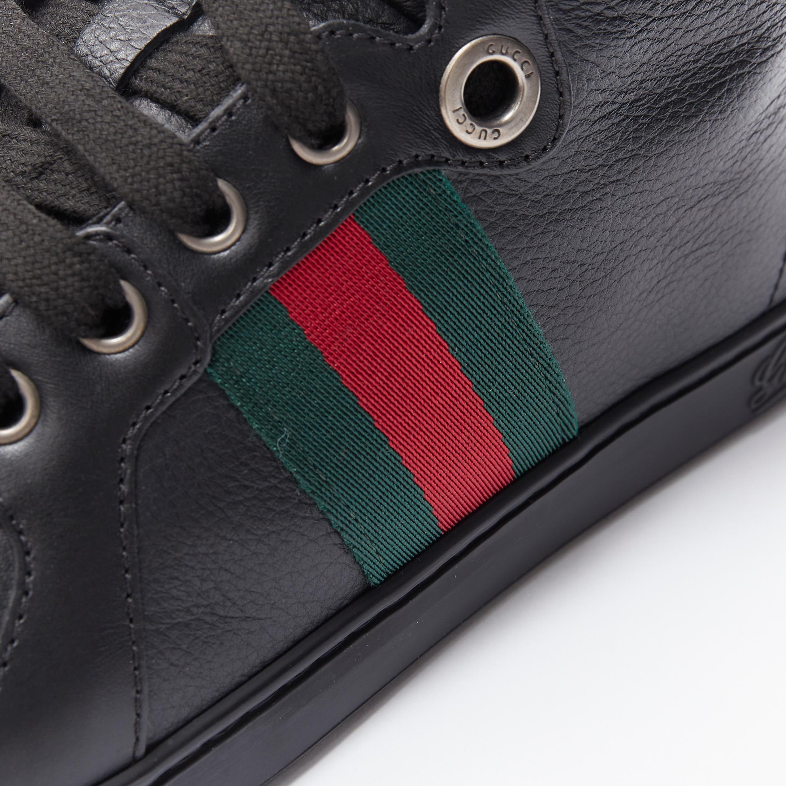 new GUCCI Traga Ace black leather web high top sneaker UK7.5 EU41.5 2