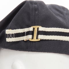 new GUCCI Vintage black canvas white web trim newsboy hat S