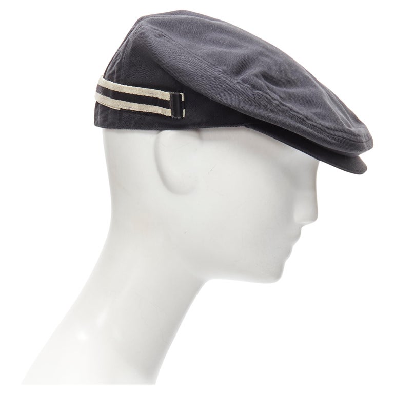 new GUCCI Vintage black canvas white web trim newsboy hat S  display picture 1