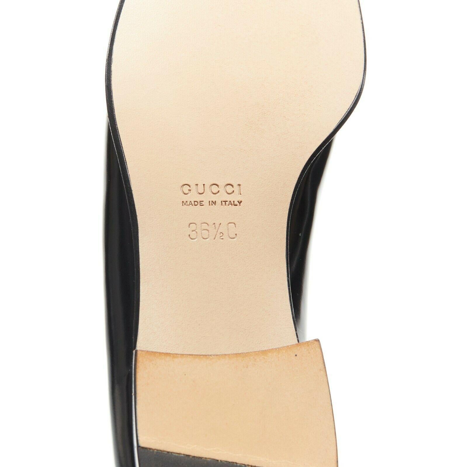 new GUCCI Vintage black leather silver minimal horsebit slip on loafer EU36.5C 6