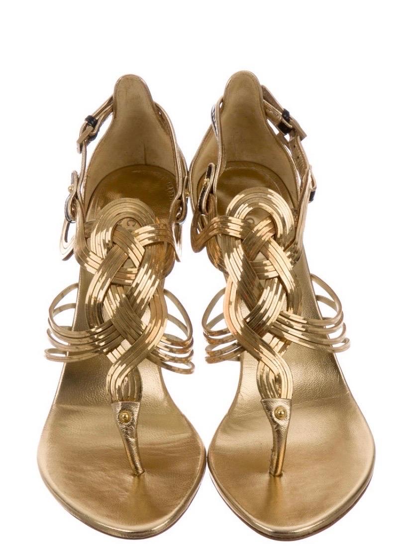 gucci gold heel sandals