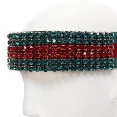 new GUCCI Webby Headband large crystal encrusted green red web headband