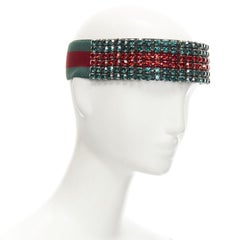 new GUCCI Webby Headband large rhinestone crystal green red web headband