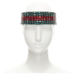 new GUCCI Webby Headband large rhinestone crystal green red web headband