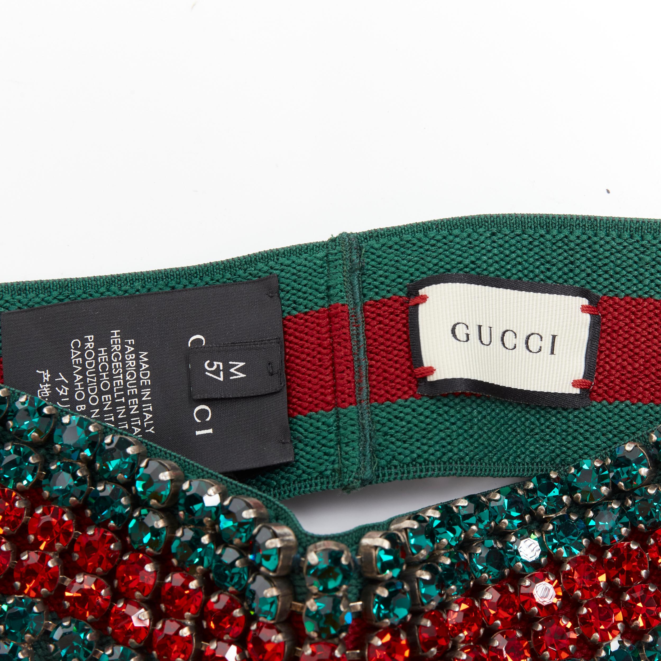 Women's new GUCCI Webby Headband rhinestone crystal encrusted green red web headband