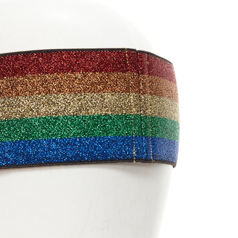 new GUCCI Webby rhinestone crystal encrusted Rainbow Web headband For Sale  at 1stDibs | gucci crystal headband, jackie kennedy headband, gucci rainbow  belt
