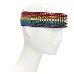 new GUCCI Webby rhinestone crystal encrusted Rainbow Web headband
