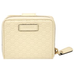 NEW Gucci White GG Guccissima Leather French Wallet Card Case