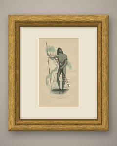 New Guinea Islander of Prinses Marianne Strait, Hand-Colored Print, 1854