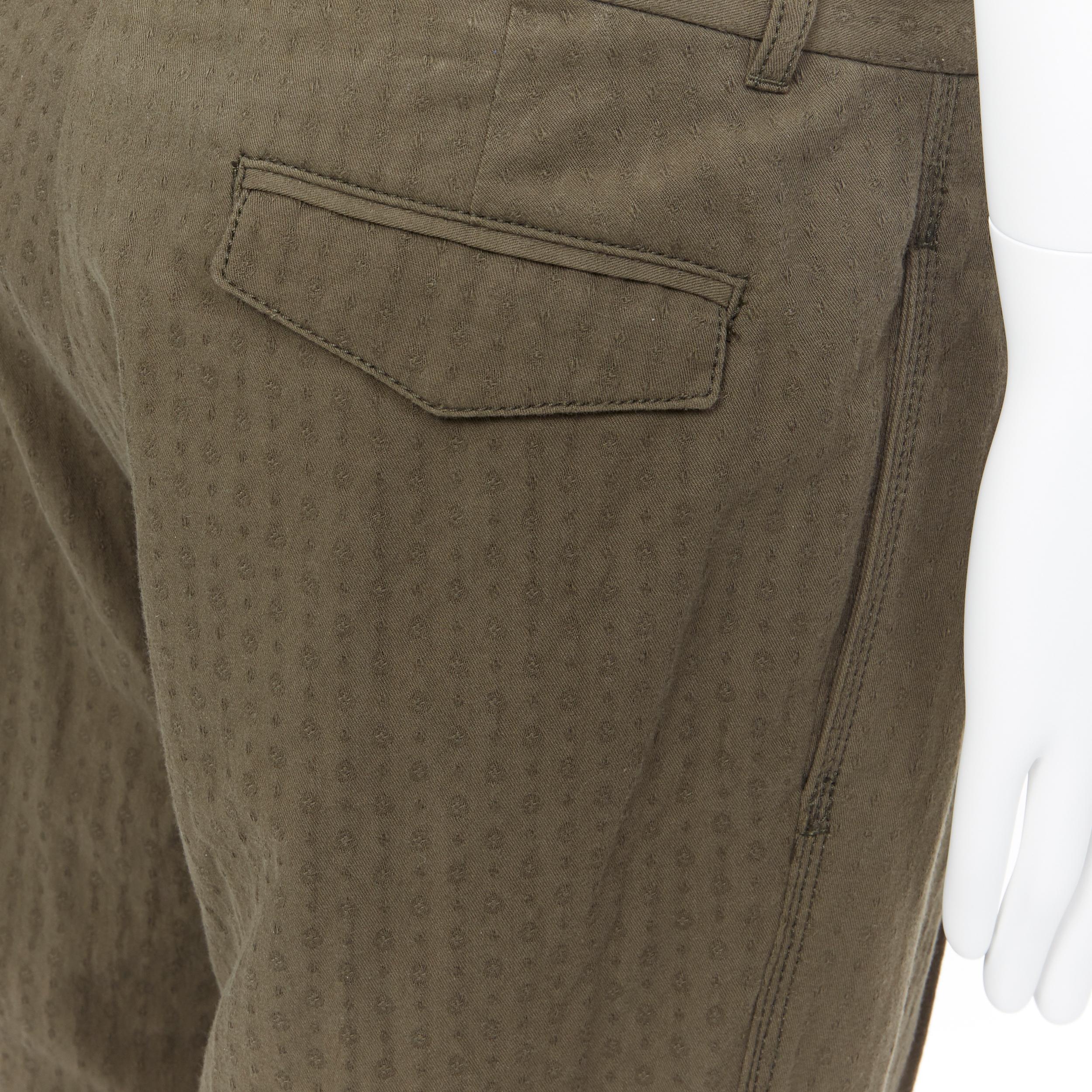 new HAIDER ACKERMANN khaki green cotton dotted jacquard wide leg pants FR44 1