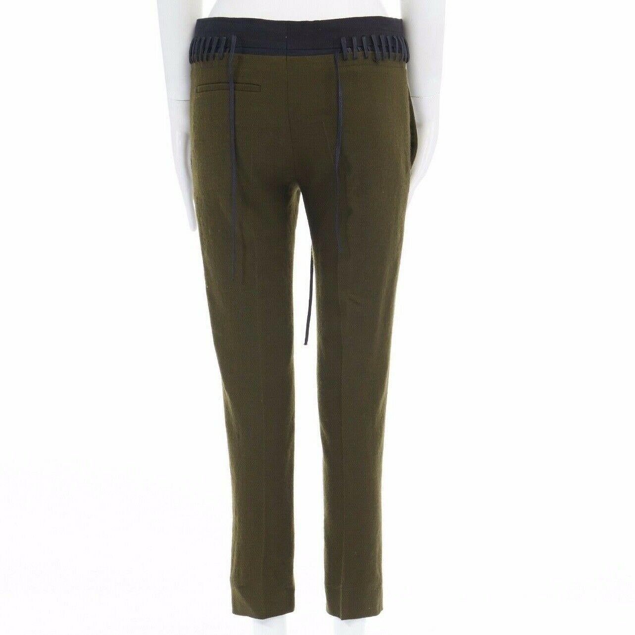 new HAIDER ACKERMANN khaki green wool faux detached laced waistband pant FR34 XS 2