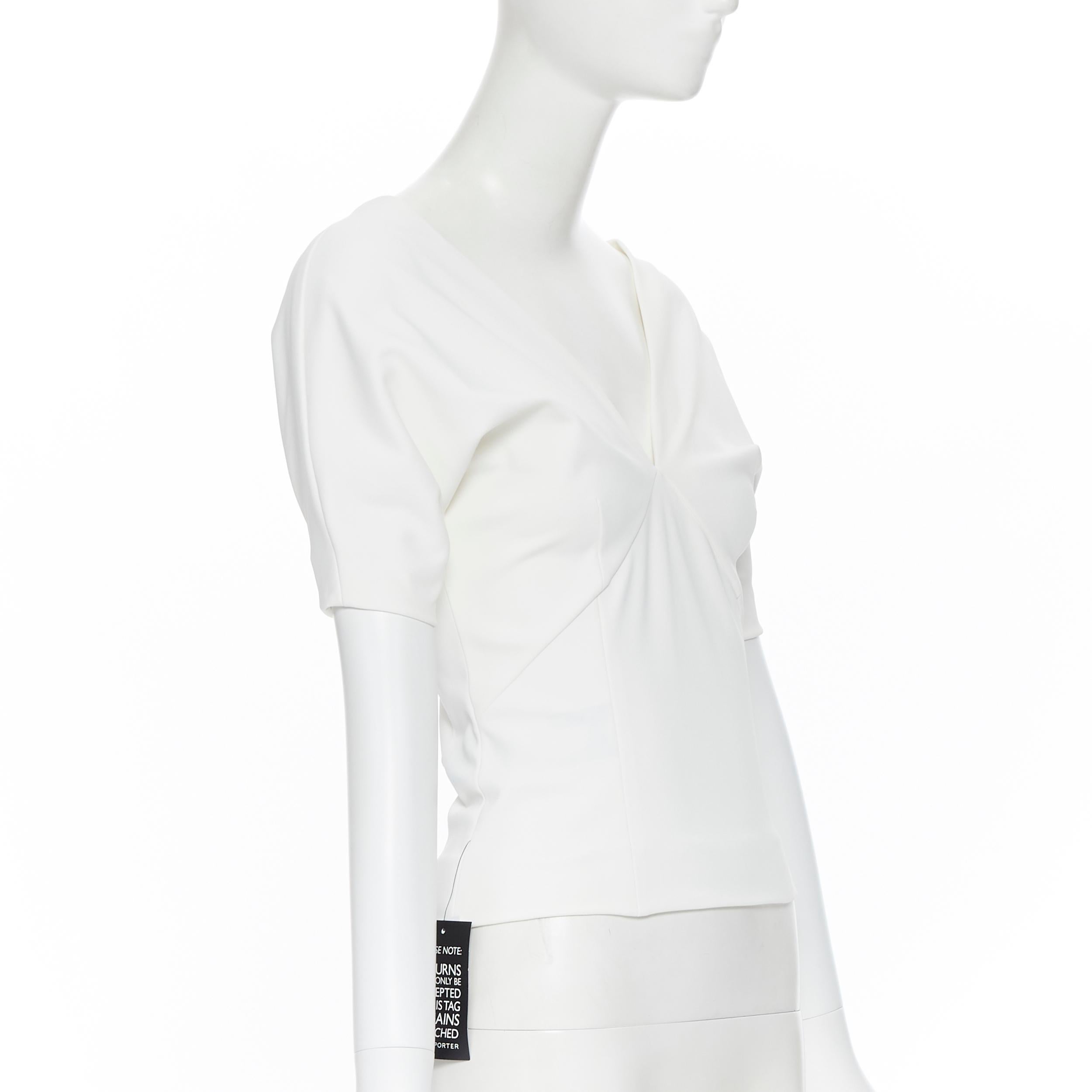 White new HAIDER ACKERMANN Off Shoulder Mankora ivory white nylon top FR36 S