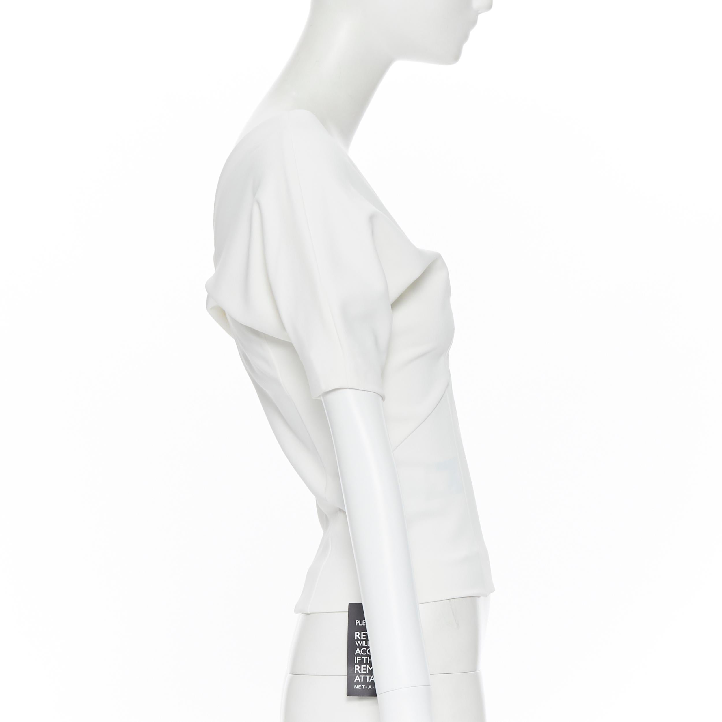 new HAIDER ACKERMANN Off Shoulder Mankora ivory white nylon top FR36 S In New Condition In Hong Kong, NT