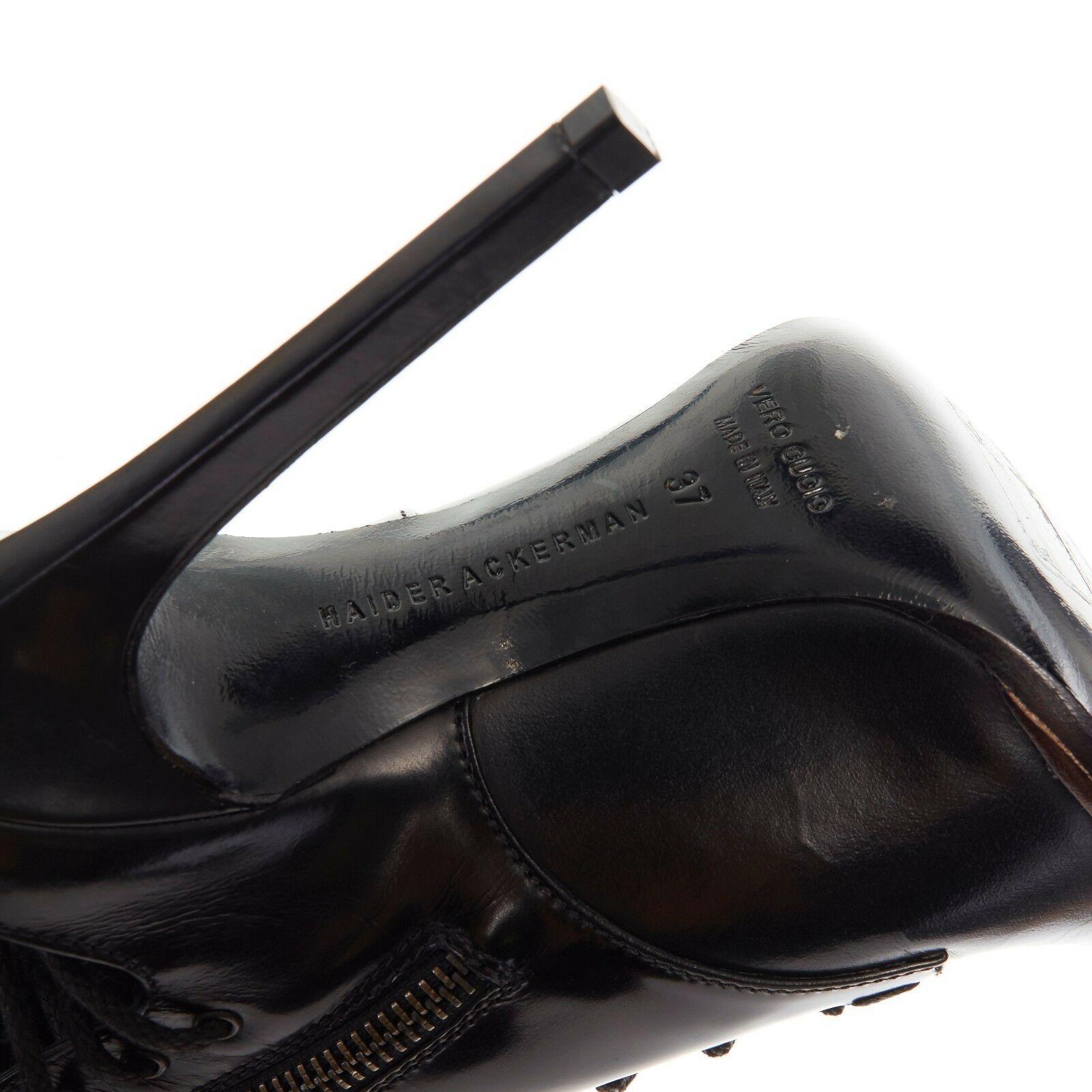 new HAIDER ACKERMANN Bottes Runway en cuir noir à talon ouvert EU37 US7 6