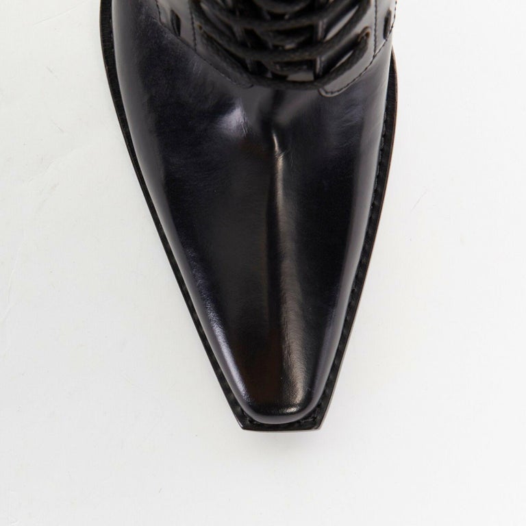 new HAIDER ACKERMANN Runway black leather open laced back heel boots ...