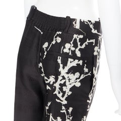 new HAIDER ACKERMANN Runway Leonotis black blossom floral jacquard trousers FR36