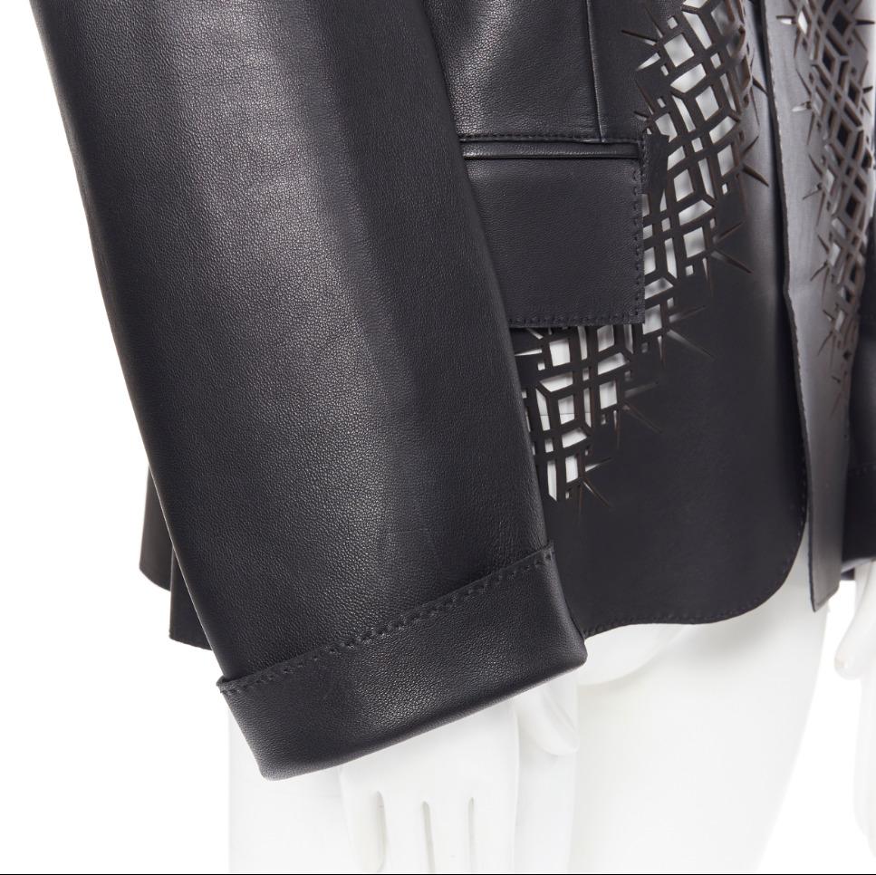 nuevo HAIDER ACKERMANN Pasarela SS19 Cuello cortado con láser Chaqueta blazer de cuero FR40 M 5
