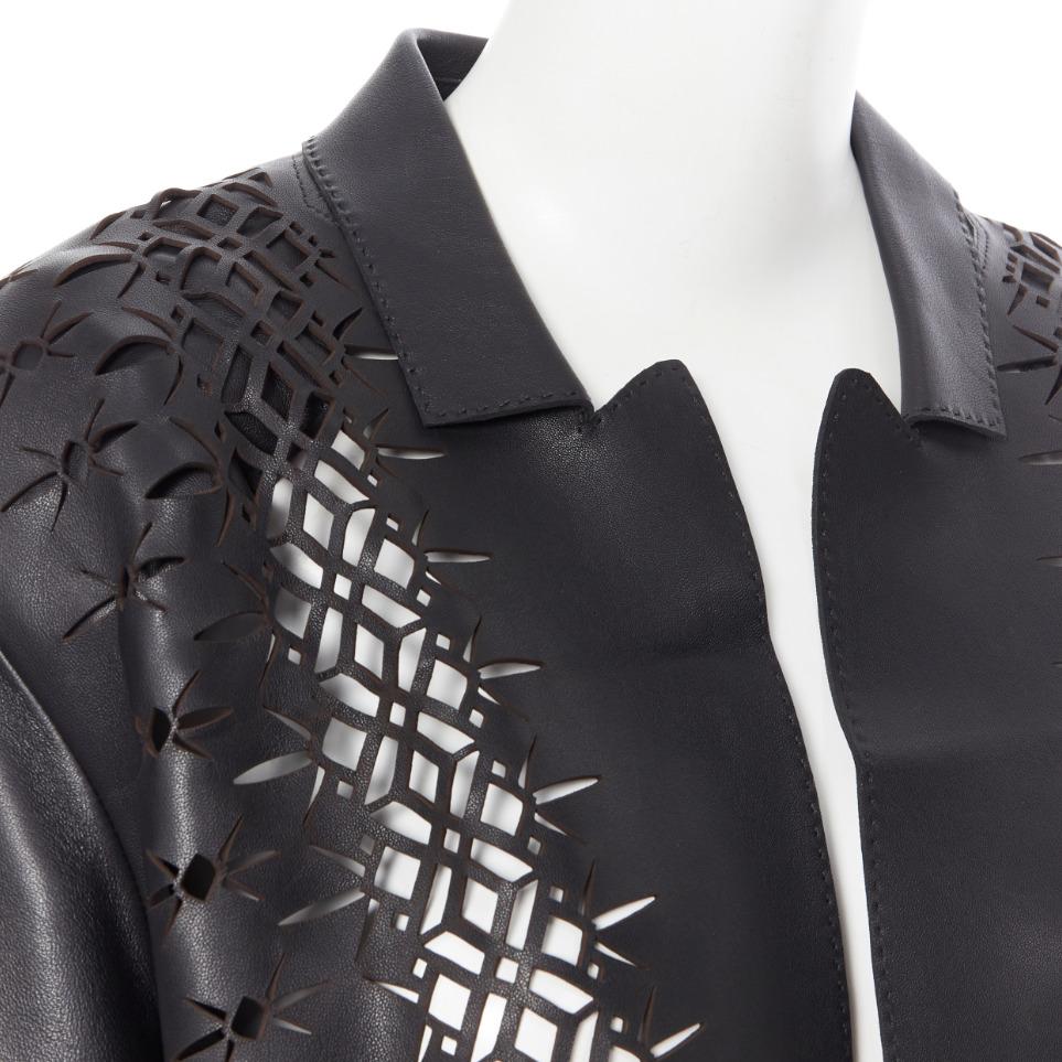 nuevo HAIDER ACKERMANN Pasarela SS19 Cuello cortado con láser Chaqueta blazer de cuero FR40 M 6