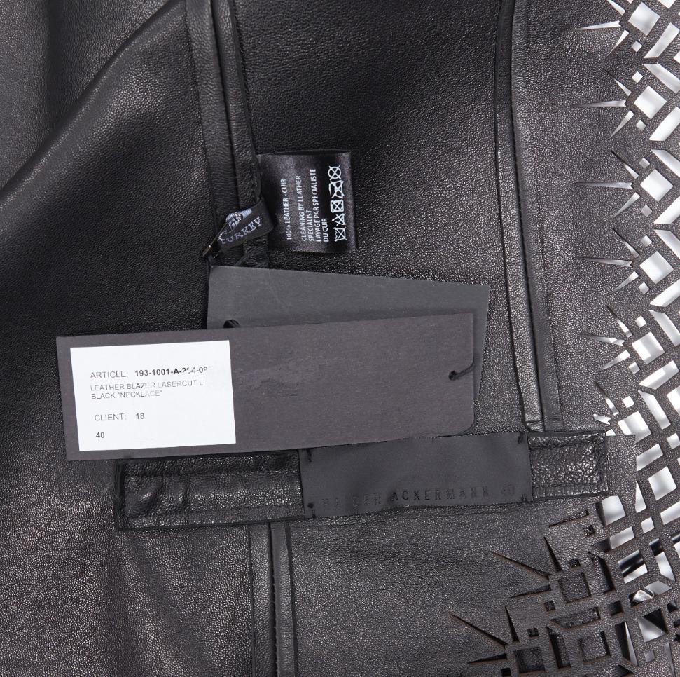 nuevo HAIDER ACKERMANN Pasarela SS19 Cuello cortado con láser Chaqueta blazer de cuero FR40 M 7
